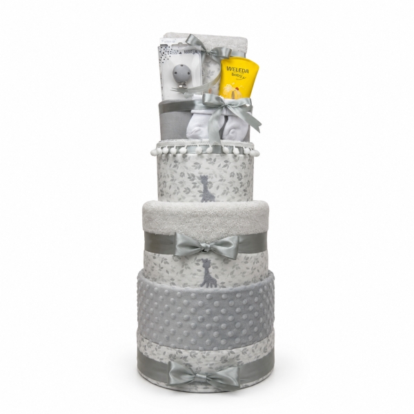 4 Όροφο Diaper Cake - Sophie La Girafe Grey !